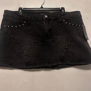 Edgy Black Studded Mini Skirt